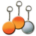 2" Round Metallic Key Chain w/ 3D Lenticular Changing Color Effects - Yellow/Orange (Blank)